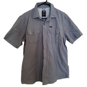 Wrangler Outdoor Shirt L Grey Button Up Outdoor Series Vented Short Sleeve Men g